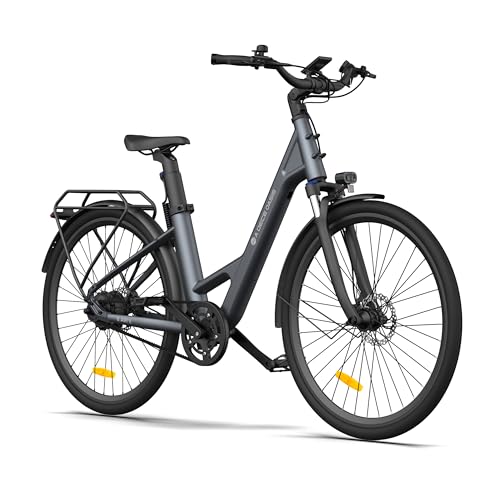 A Dece Oasis ADO e Bike 28 Zoll, E-Bike Air 28 Elektrofahrrad,345,00 Wh Akku, ebike Damen/Herren,1 Gang,Momenten-Sensor, Riemenantrieb,ADO Smart APP,3,5-Zoll-IPS-Display (Gray) von A Dece Oasis