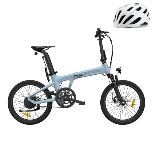 ADO E-Bike Air 20S E-Fahrrad Faltbar, klapprad Riemenantrieb,Citybike, 1 Gang, Hintermotor, Fingerabdruck-Schloss/Helm, ebike Damen/Herren,StVZO mit Handyhalter.Blue von A Dece Oasis