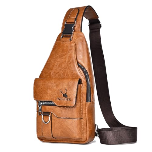 A-QMZL Sling Bags Brusttasche Herren Crossbody Umhngetasche Kleine Schultertaschen Crossbody-Taschen PU-Leder Wasserdicht Casual Chest Taschen für Männer und Damen A-QMZL Sling Bags Brusttasche Herren Crossbody Umhngetasche Kleine Schultertaschen Crossbody-Taschen PU-Leder Wasserdicht Casual Chest Taschen für Männer und Damen von A-QMZL