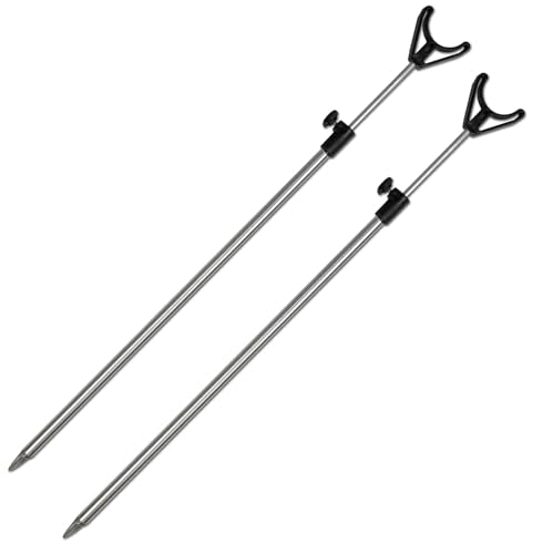 2X Rutenhalter mit U-Auflage Teleskop 50-90cm Aluminium Erdspieß Rutenständer Rod von A&N