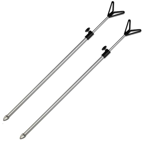 2X Rutenhalter mit V-Auflage Teleskop 50-90cm Aluminium Erdspieß Rutenständer Rod von A&N