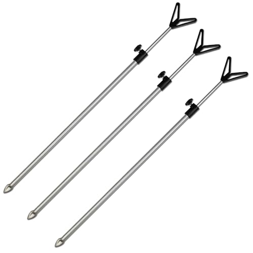 3X Rutenhalter mit V-Auflage Teleskop 50-90cm Aluminium Erdspieß Rutenständer Rod 3X Rutenhalter mit V-Auflage Teleskop 50-90cm Aluminium Erdspieß Rutenständer Rod von A&N