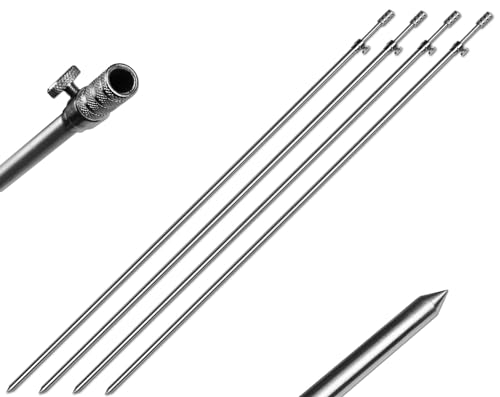 4 Stück Rutenhalter Bankstick Alu 45-75cm 9.5/6mm Chrome von A&N