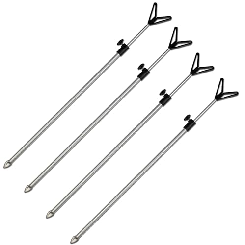 4X Rutenhalter mit V-Auflage Teleskop 50-90cm Aluminium Erdspieß Rutenständer Rod 4X Rutenhalter mit V-Auflage Teleskop 50-90cm Aluminium Erdspieß Rutenständer Rod von A&N