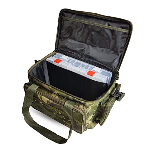 Angeltasche Camouflage mit 2 Tackle Boxen 45x25x22cm Gerätetasche Köderbox Angeltasche Camouflage mit 2 Tackle Boxen 45x25x22cm Gerätetasche Köderbox von A&N