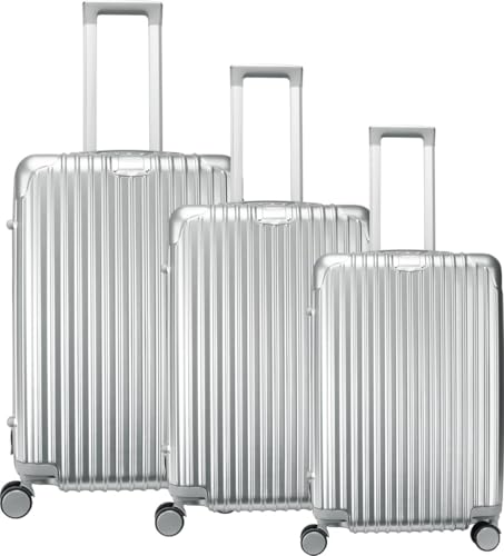 A&Z FANCY Royal Swiss Kofferset Cijferslot Lichtgewicht Koffer 4 wielen zilver Schloss Koffer Reisekoffer Trolley Kofferset Hardschale Boardcase (Silber, 3tlg. Kofferset) von A&Z FANCY