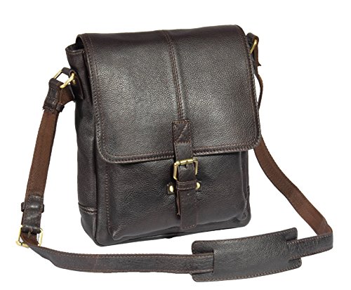 Herren Echtes Leder Kreuz Körper Messenger Tasche A224 Braun Ipad Tasche Satchel von A1 FASHION GOODS