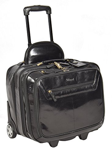 Echtes Schwarz Leder Pilotenkoffer Trolley Laptop Geschäft Reise Wochenende Kabine Tasche AL1 von A1 FASHION GOODS