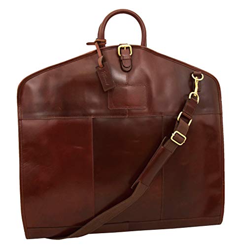 Luxus Leder Anzug Tragetasche Brandy Suiter Case Kleid Kleiderabdeckung Reisetasche - Finley Luxus Leder Anzug Tragetasche Brandy Suiter Case Kleid Kleiderabdeckung Reisetasche - Finley von A1 FASHION GOODS