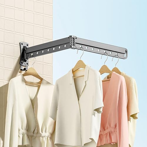 AAADRESSES An Der Wand Montierter WäSchestäNder Zusammenklappbarer WäSchestäNder KleiderbüGel Zum Trocknen Verstellbarer KleiderbüGel Platzsparend FüR Balkon WaschküChe Badezimmer,Double Rod,2Pcs von AAADRESSES