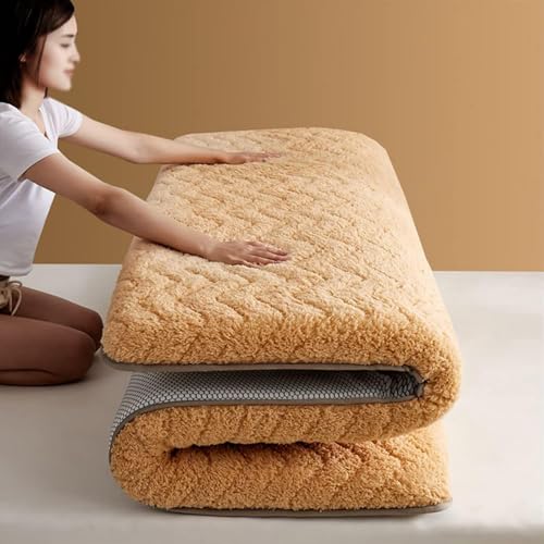 AAADRESSES Japanische Bodenmatratze Weiche Futon Bodenmatratze Atmungsaktive Tatamimatte Faltbare Japanische Futons Tragbare Tatami Rollmatte FüR Zuhause Camping Studentenwohnheim,Camel,180 * 200cm von AAADRESSES