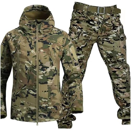 AAADRESSES MilitäRische Softshell AnzüGe, Taktische Jacke Und Hose FüR Herren, MilitäRische Tarn Jagduniform, Softshell Jacke FüR Herren, Wasserdicht, Winddicht, Leicht, Outdoor,05,M von AAADRESSES