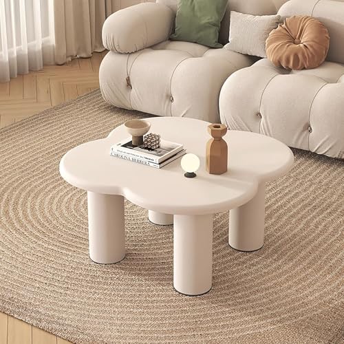 AAADRESSES Verschachtelte Couchtische 2er Set, Kleiner Beistelltisch Und GroßEr UnregelmäßIger Couchtisch, Weiß Cremefarbener Moderner 2-In-1 Couchtisch, Beistelltisch, FüR Wohnzimmer,90×75cm von AAADRESSES