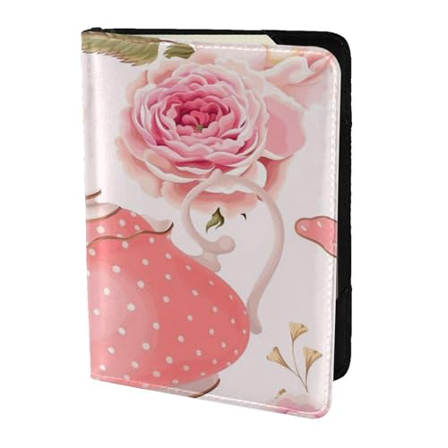 AABSTBFM Reisepasshülle aus Leder mit Rosen, romantisch, Shabby-Druck, 14 cm, für Damen und Herren, Schwarz , Einheitsgröße von AABSTBFM