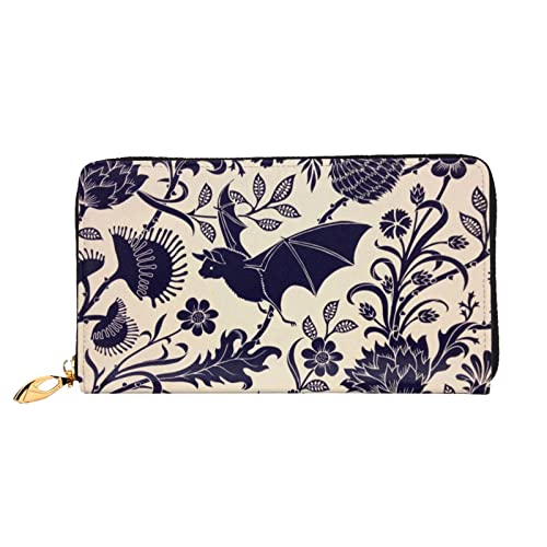 Fish Art bedruckte Ledergeldbörse für Damen und Herren, Reißverschluss, Clutch, lange Geldbörse, Kreditkartenetui, Fledermausmuster, Einheitsgröße Fish Art bedruckte Ledergeldbörse für Damen und Herren, Reißverschluss, Clutch, lange Geldbörse, Kreditkartenetui, Fledermausmuster, Einheitsgröße von AABSTBFM