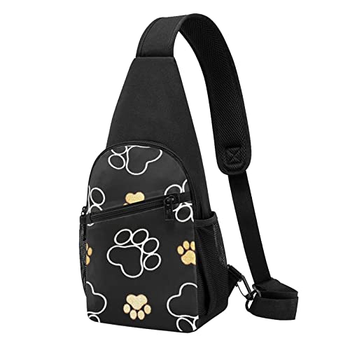 Kleine Sling Rucksäcke Hund Pfote Drucke bedruckte Crossbody Schultertasche Brusttasche für Männer, Hundepfotenmotiv, Einheitsgröße, Wanderrucksack Kleine Sling Rucksäcke Hund Pfote Drucke bedruckte Crossbody Schultertasche Brusttasche für Männer, Hundepfotenmotiv, Einheitsgröße, Wanderrucksack von AABSTBFM