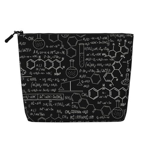 Kosmetiktasche mit abstrakter Wissenschafts-Chemie-Illustration, 3D-Druck, Make-up-Tasche, Reißverschluss, Reise-Kosmetiktasche, Organizer, Schwarz , Einheitsgröße, Kosmetiktasche von AABSTBFM