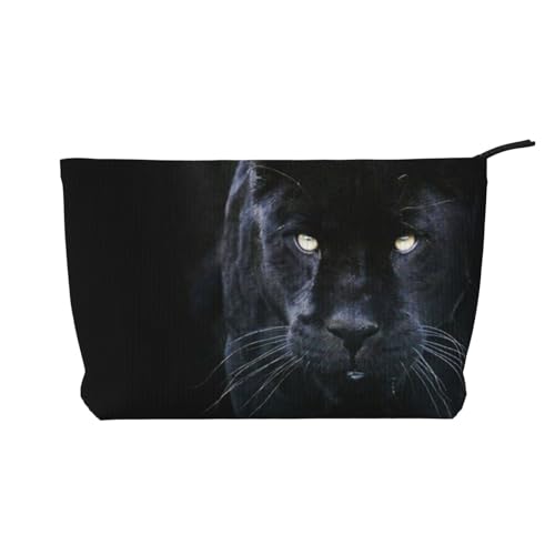 Make-up-Tasche für Damen, Panther mit blauen Augen, aus Kordsamt, mit Reißverschluss, Reise-Kosmetiktasche, Organizer, Schwarz , Einheitsgröße, Kosmetiktasche von AABSTBFM