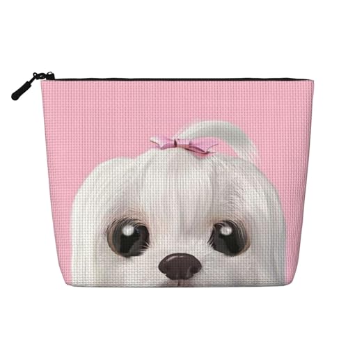 Make-up-Tasche mit hübschem Malteser-Hund, bedruckt, für Damen, Make-up-Tasche, Reißverschluss, Reise-Kosmetiktasche, Organizer, Schwarz , Einheitsgröße, Kosmetiktasche Make-up-Tasche mit hübschem Malteser-Hund, bedruckt, für Damen, Make-up-Tasche, Reißverschluss, Reise-Kosmetiktasche, Organizer, Schwarz , Einheitsgröße, Kosmetiktasche von AABSTBFM