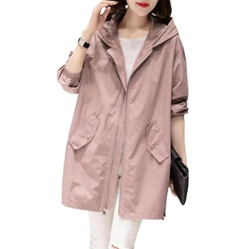 AAIXXIZAO Jacke Jacken Damen Dünne Jacke Mit Kapuzenmantel Im Freien Langarm Weibliche Windbreaker Casual Oberbekleidung Top L Pink von AAIXXIZAO