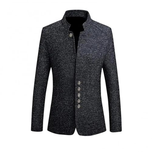 AAIXXIZAO Jacke Jacken Herren Feste Farbe Langhärmerischer Standkragen Einreißig Plus Größe Slim Blazer Kostüm Casual Anzug Jacke Mantelhose XXL Schwarz von AAIXXIZAO