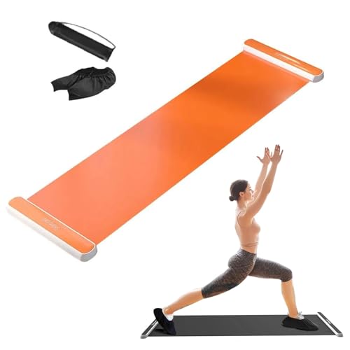 Gymnastikmatte mit Schuhüberzügen, Gleitbrett, Fitnessmatte, für Heimtraining, Fitnessübungen (Größe: 180 x 50 cm, Farbe: Orange) von AAOCLO