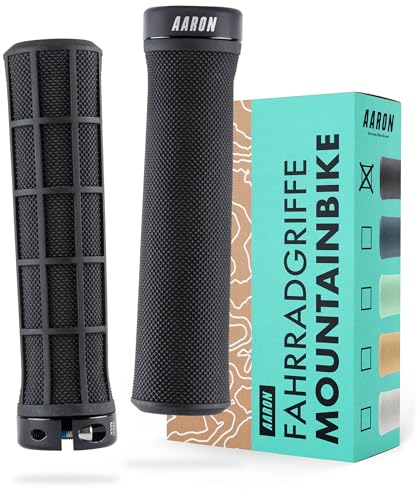 AARON Enduro MTB, Fahrradgriffe aus rutschfestem Gummi - sportliche Lenkergriffe inkl. Lock-On Ring - Griffe für Mountainbike, BMX, E-Bike in schwarz AARON Enduro MTB, Fahrradgriffe aus rutschfestem Gummi - sportliche Lenkergriffe inkl. Lock-On Ring - Griffe für Mountainbike, BMX, E-Bike in schwarz von AARON