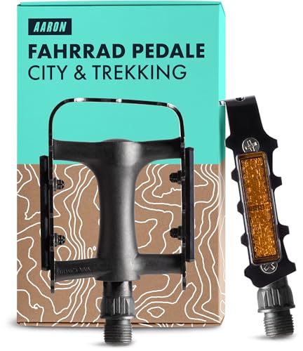 AARON Fahrradpedale Tour mit Reflektoren und Polymer-Gleitlagern, Trekking und Citypedale aus Aluminium für E-Bike, Trekkingbike in Schwarz AARON Fahrradpedale Tour mit Reflektoren und Polymer-Gleitlagern, Trekking und Citypedale aus Aluminium für E-Bike, Trekkingbike in Schwarz von AARON