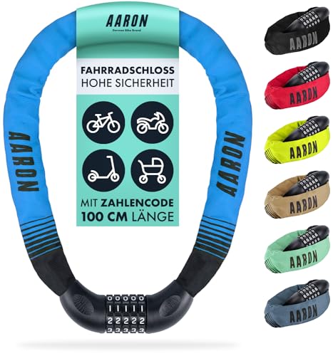 AARON Lock One Fahrradschloss mit 5-stelligem Zahlencode, Kettenschloss aus Stahl und hoher Sicherheitsstufe | Schloss für für E-Bike, Mountainbike, Trekkingrad, Tourenrad, Rennrad in blau AARON Lock One Fahrradschloss mit 5-stelligem Zahlencode, Kettenschloss aus Stahl und hoher Sicherheitsstufe | Schloss für für E-Bike, Mountainbike, Trekkingrad, Tourenrad, Rennrad in blau von AARON