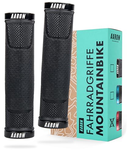 AARON MTB Fahrradgriffe, sportliche Lenkergriffe aus rutschfestem Gummi, Schwarze Lock-On Gel Griffe mit Lenkerendkappen für Mountainbike, Trekkingrad, E-Bike, Crossbike, Fixie u.v.m. AARON MTB Fahrradgriffe, sportliche Lenkergriffe aus rutschfestem Gummi, Schwarze Lock-On Gel Griffe mit Lenkerendkappen für Mountainbike, Trekkingrad, E-Bike, Crossbike, Fixie u.v.m. von AARON