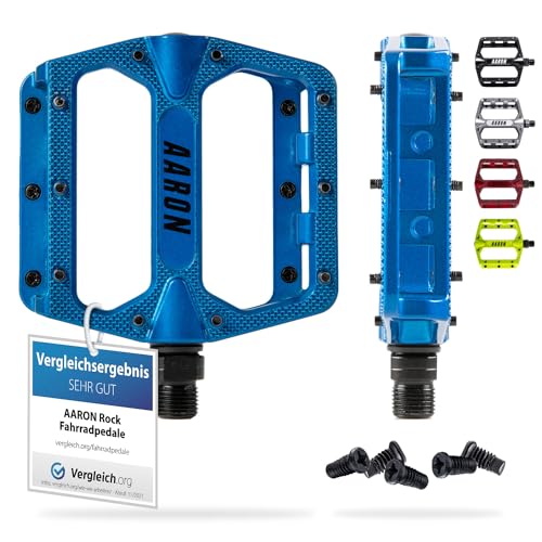 AARON Rock MTB Pedale aus Alu mit abgedichteten Industrie-Kugellager, rutschfest durch austauschbare Pins, Plattform Fahrradpedale für E-Bike, BMX, Trekking, blau AARON Rock MTB Pedale aus Alu mit abgedichteten Industrie-Kugellager, rutschfest durch austauschbare Pins, Plattform Fahrradpedale für E-Bike, BMX, Trekking, blau von AARON
