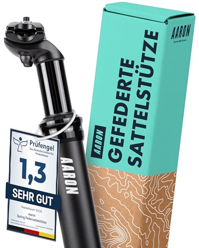 AARON Spring Federsattelstütze mit 30,9 mm Durchmesser | Gefederte Aluminium Sattelstütze mit 350mm Länge | Fahrrad Sattelstütze gefedert für E-Bike, MTB, Trekking Citybike u.v.m. Schwarz AARON Spring Federsattelstütze mit 30,9 mm Durchmesser | Gefederte Aluminium Sattelstütze mit 350mm Länge | Fahrrad Sattelstütze gefedert für E-Bike, MTB, Trekking Citybike u.v.m. Schwarz von AARON
