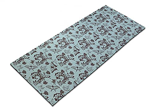 ABAKUHAUS Blumen Yoga-Mattenhandtuch, Blumenstrauß der blühenden Rosen, rutschfeste schweißabsorbierende Yoga Pilates Workout Pad Abdeckung, 64 cm x 178 cm, Blassblau Schokolade von ABAKUHAUS