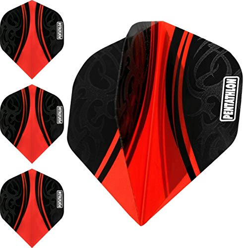 abcdarts Unisex – Erwachsene Pentathlon Tribal Dart Flights, Rot, Klassische von abcdarts