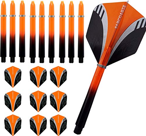 ABC Darts - Pentathlon Darts Flights (30st) und Schäfte (24st) Medium - Tribal Orange - 8 satz von abcdarts