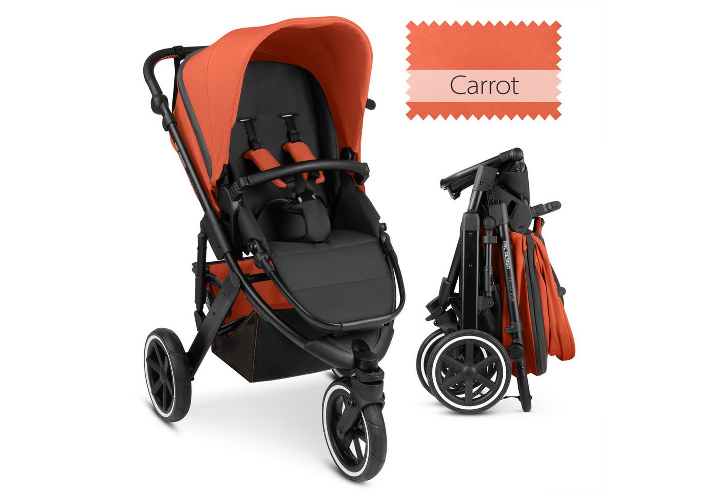 ABC Design Sportbuggy Salsa Run - Carrot, Sportwagen mit Liegeposition, Luftreifen, Handbremse höhenverstellbar von ABC Design