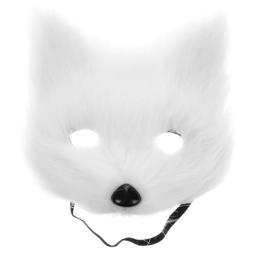 ABOOFAN Maske Therian-Maske Maskerade-Fuchs-Maske Künstliche Fuchs-Maske Wolf-Kostüm-Masken Plüsch Japanische Kabuki-Maske Halloween-Party -Requisiten Weiß von ABOOFAN