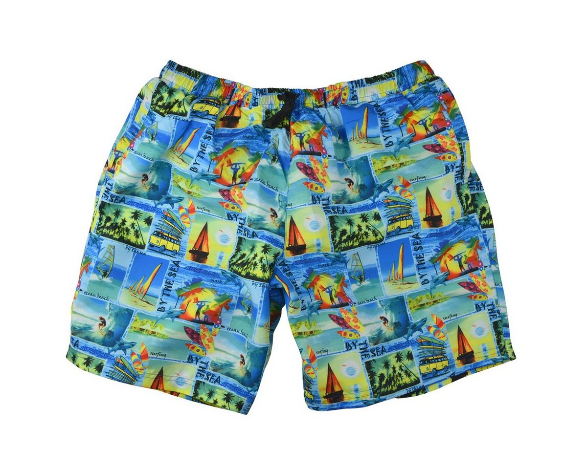 ABRAXAS Badeshorts Übergrößen Badeshorts Jim Hawaiiprint in gelb-blau von Abraxas von ABRAXAS