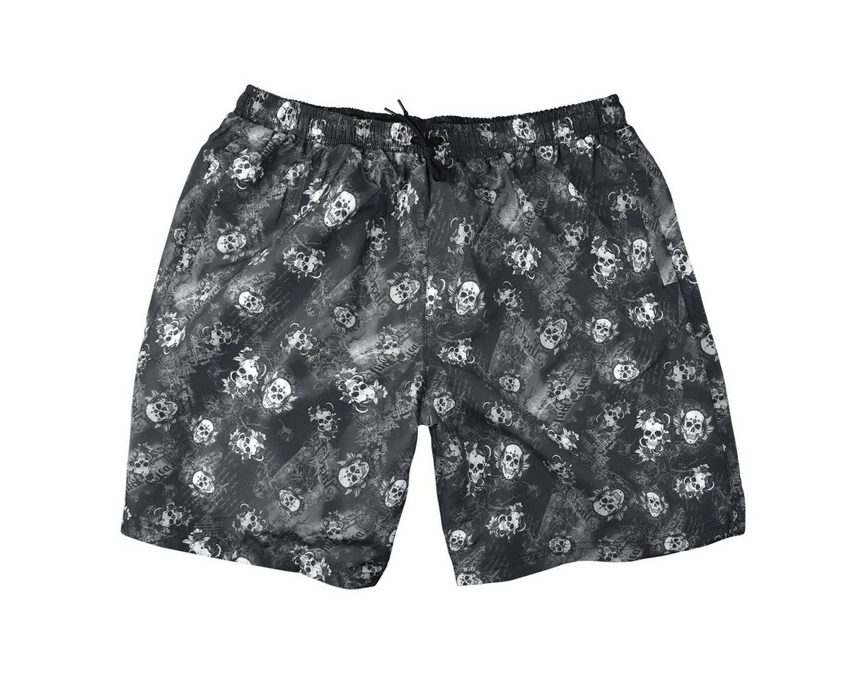 ABRAXAS Badeshorts Übergrößen Badeshorts Totenkopf-Rosen-Print grau Abraxas von ABRAXAS