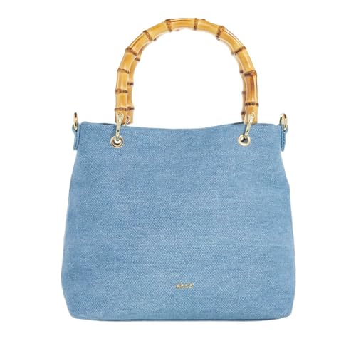 ABRO Shopper Melissa Bamboo Small Light Blue/Gold S Damen, Hellblau/Gold, Retro von Abro