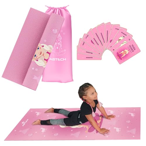 Kinder Yogamatten-Set für Jungen & Mädchen – Puppe, Einhorn and Meerjungfrau – frei von Chemikalien – ungiftig – rutschfest – 152 x 61 x 0,6 cm – mit 12 Yoga-Karten (Rosa Puppe) Kinder Yogamatten-Set für Jungen & Mädchen – Puppe, Einhorn and Meerjungfrau – frei von Chemikalien – ungiftig – rutschfest – 152 x 61 x 0,6 cm – mit 12 Yoga-Karten (Rosa Puppe) von ABTECH
