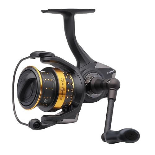 Abu Garcia Superior Spinnrolle, Süßwasserangler Hecht & Zander, Aluminiumspule, robuste, beidhändig bedienbare 2500er Flachspule Größe 6,2:1 Übersetzung Schwarz & Gold von Abu Garcia