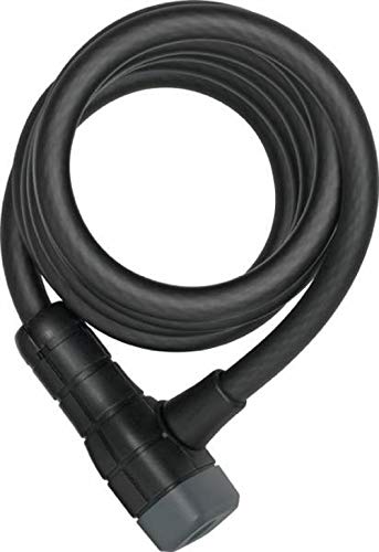 ABUS Spiralkabelschloss Booster 6512K/180 - mit SR-Halterung - Fahrradschloss aus flexiblem Spiralkabel - ABUS-Sicherheitslevel 4 - 180 cm - Schwarz von ABUS