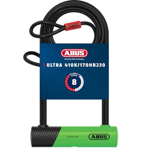 ABUS Bügelschloss 410K Ultra für Fahrrad und E-Scooter - handliches und robustes Fahrradschloss mit praktischer Halterung zum Transport - Fahrrad-Zubehör - Variante 150HB230, Grün + Cobra 10/120 ABUS Bügelschloss 410K Ultra für Fahrrad und E-Scooter - handliches und robustes Fahrradschloss mit praktischer Halterung zum Transport - Fahrrad-Zubehör - Variante 150HB230, Grün + Cobra 10/120 von ABUS