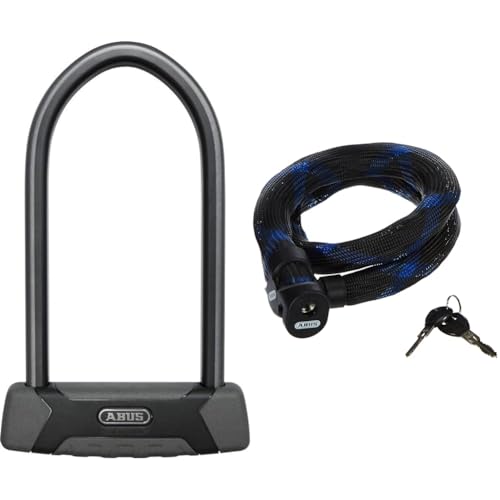 ABUS Bügelschloss Granit XPlus 540 - Fahrradschloss mit XPlus Zylinder - ABUS-Sicherheitslevel 15 - Schwarz/Grau & Ivera Steel-O-Flex 7200/110, AB55138 Unisex, Nero, 110 cm, Schwarz von ABUS