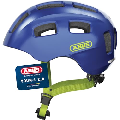 ABUS Fahrradhelm Youn-I 2.0 - mit Licht für Kinder, Jugendliche und junge Erwachsene - für Mädels und Jungs - Blau (funkelnd), Größe M (52-57 cm) von ABUS