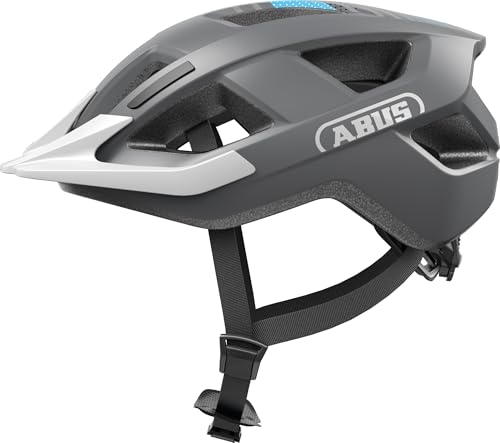 ABUS Fahrradhelm Aduro 3.0 LED - Sportiver City-Helm in stilvollem Design für alltägliche und sportliche Touren - mit Rücklicht - für Damen und Herren - Größe L, Grau von ABUS