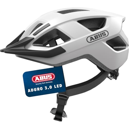 ABUS Fahrradhelm Aduro 3.0 LED - Sportiver City-Helm in stilvollem Design für alltägliche und sportliche Touren - mit Rücklicht - für Damen und Herren - Größe M, Weiß ABUS Fahrradhelm Aduro 3.0 LED - Sportiver City-Helm in stilvollem Design für alltägliche und sportliche Touren - mit Rücklicht - für Damen und Herren - Größe M, Weiß von ABUS