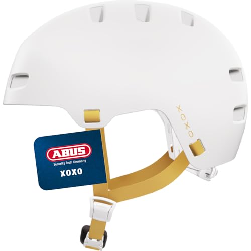 ABUS Fahrradhelm XOXO - Cityhelm im Skater-Look - Helm für Skateboard, Fahrrad, Scooter - mit optimiertem Kinnpolster - für Jugendliche und Erwachsene - Größe S, Weiß ABUS Fahrradhelm XOXO - Cityhelm im Skater-Look - Helm für Skateboard, Fahrrad, Scooter - mit optimiertem Kinnpolster - für Jugendliche und Erwachsene - Größe S, Weiß von ABUS