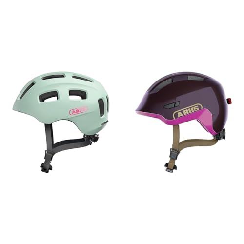 ABUS Fahrradhelm Youn-I 2.0 & Kinderhelm Smiley 3.0 ACE LED - Fahrradhelm mit Licht - Tiefe Passform & Platz für einen Zopf - für Mädchen und Jungs - Violett Glänzend, Größe S ABUS Fahrradhelm Youn-I 2.0 & Kinderhelm Smiley 3.0 ACE LED - Fahrradhelm mit Licht - Tiefe Passform & Platz für einen Zopf - für Mädchen und Jungs - Violett Glänzend, Größe S von ABUS